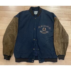 VINTAGE 90's Arizona Jean Jacket Suede Leather Letterman Bomber